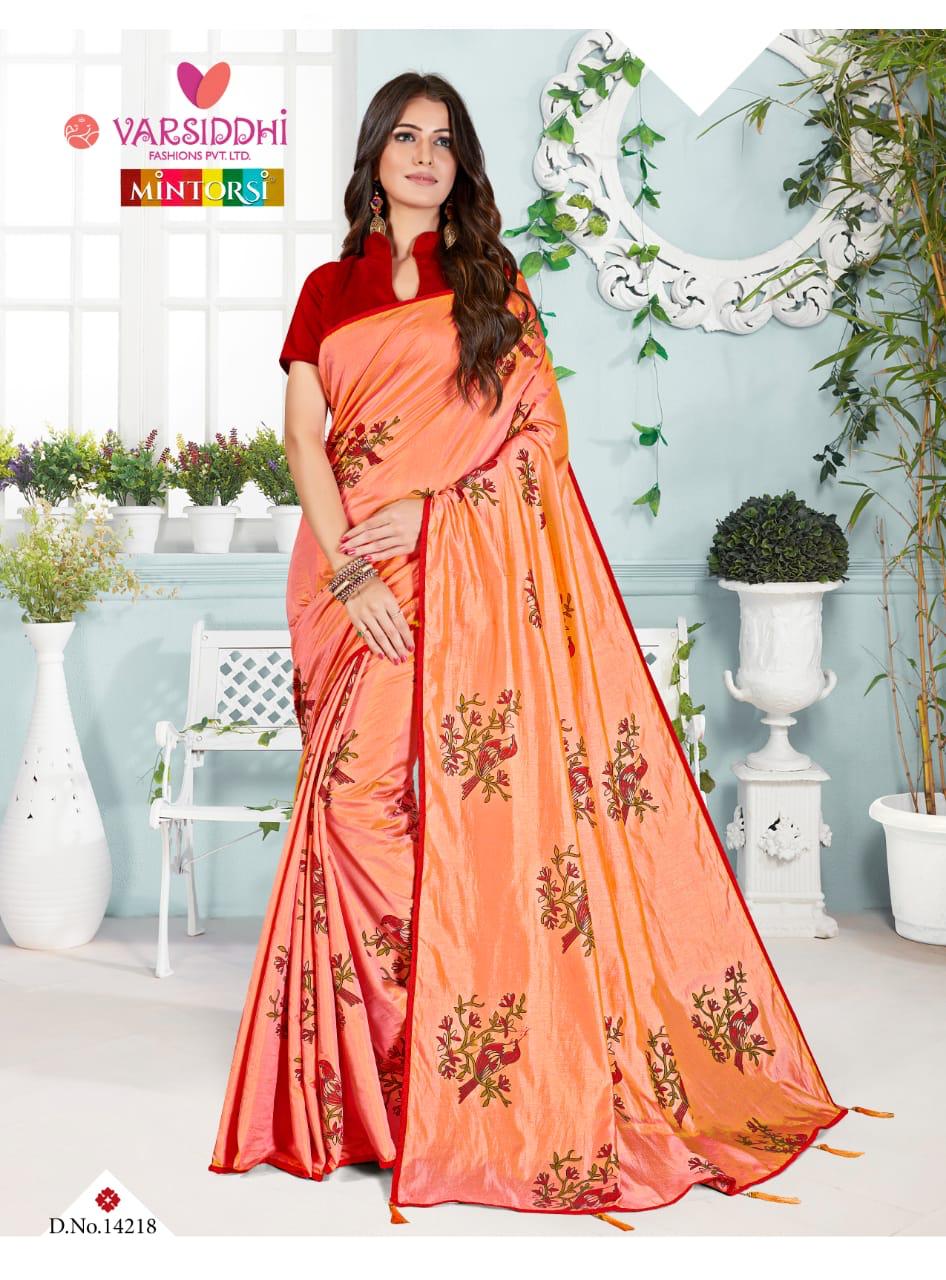 Varsiddhi mintorsi sumidha colourful printed sarees online supplier