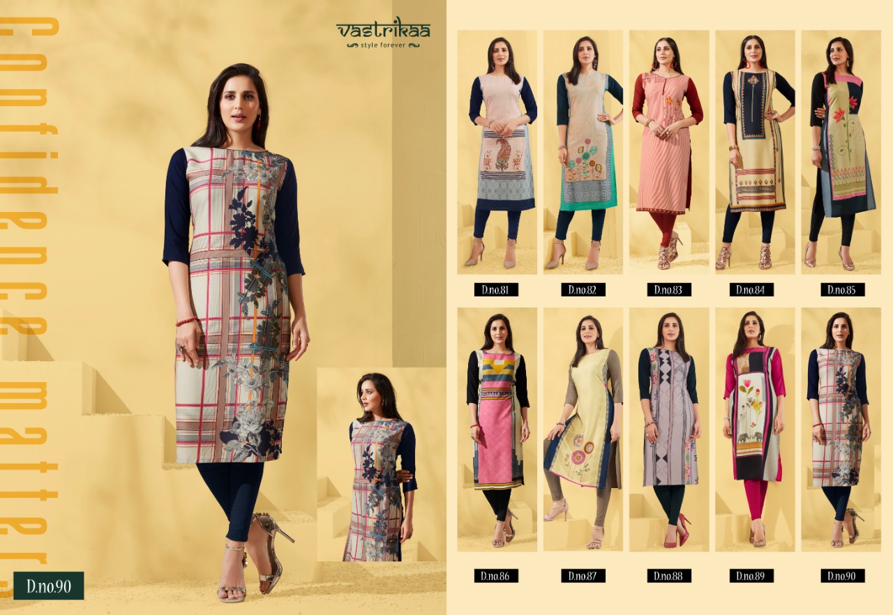 Vastrikaa splash vol 12 digital printed ready to wear straight kurties catalog