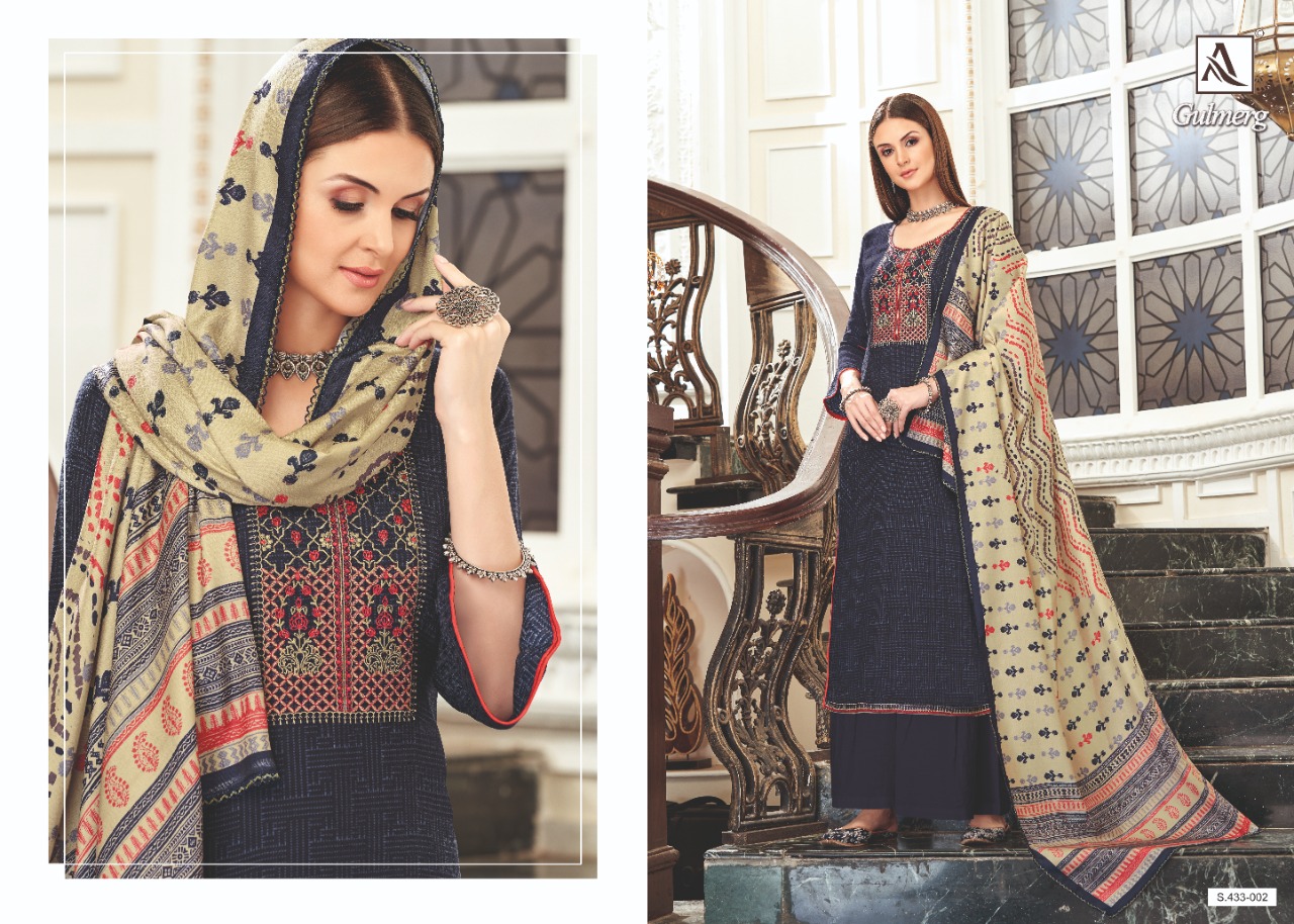 Alok suit Gulmerg beautiful designed incredible wool pashmina Salwar suits