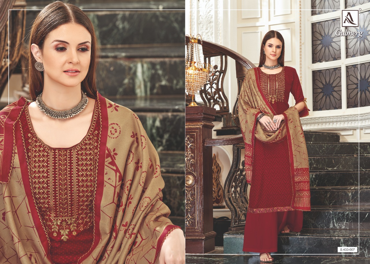 Alok suit Gulmerg beautiful designed incredible wool pashmina Salwar suits