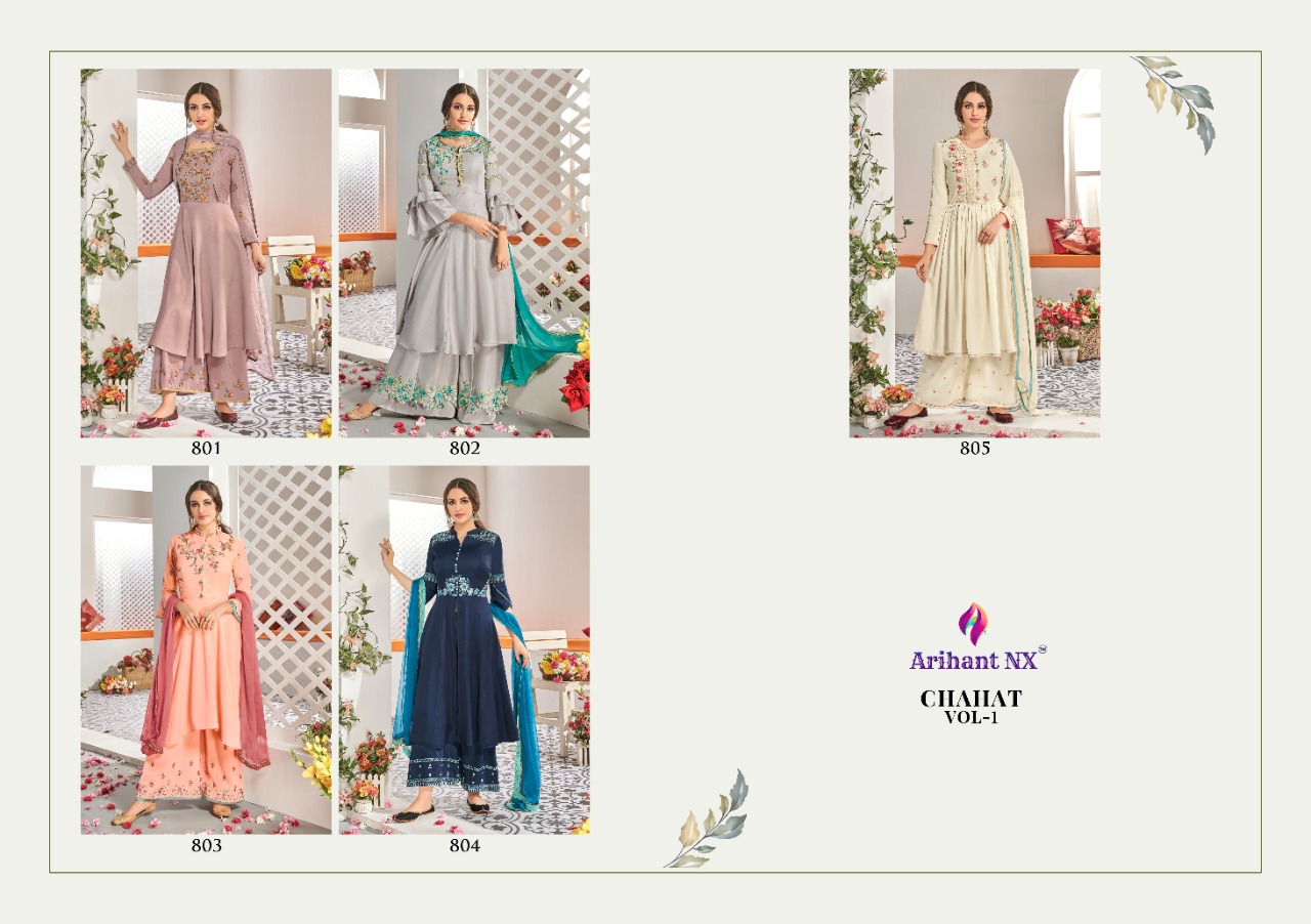Arihant Designer chahat vol-1 D.No.801-805 new and stylish look Kurties in wholesale price