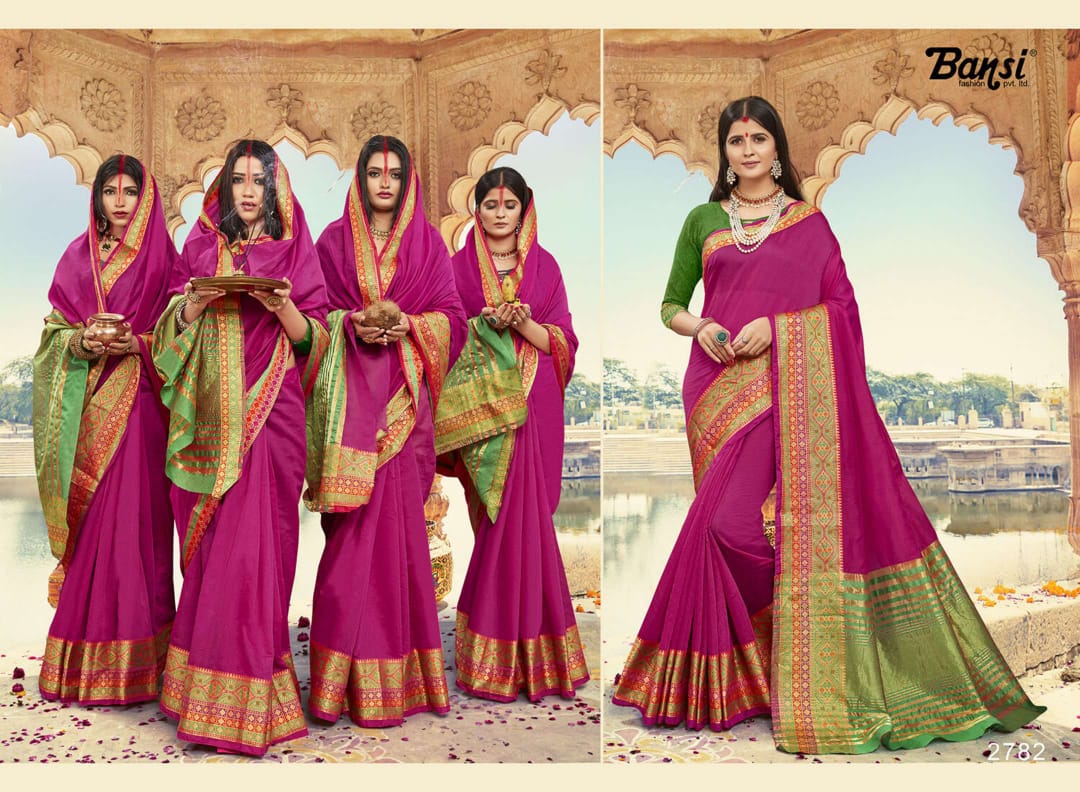 Bansi kanjivaram silk gorgeous stylish look sarees