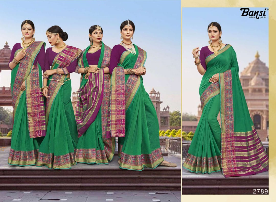 Bansi kanjivaram silk gorgeous stylish look sarees