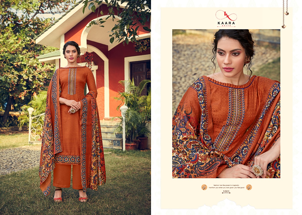 Kaara Suits Gulbar charming look beautifully designed pashmina Salwar suits