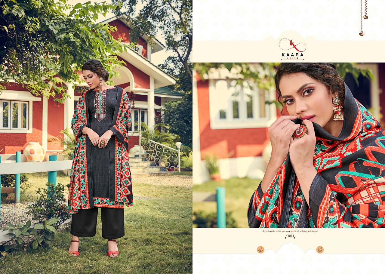 Kaara Suits Gulbar charming look beautifully designed pashmina Salwar suits