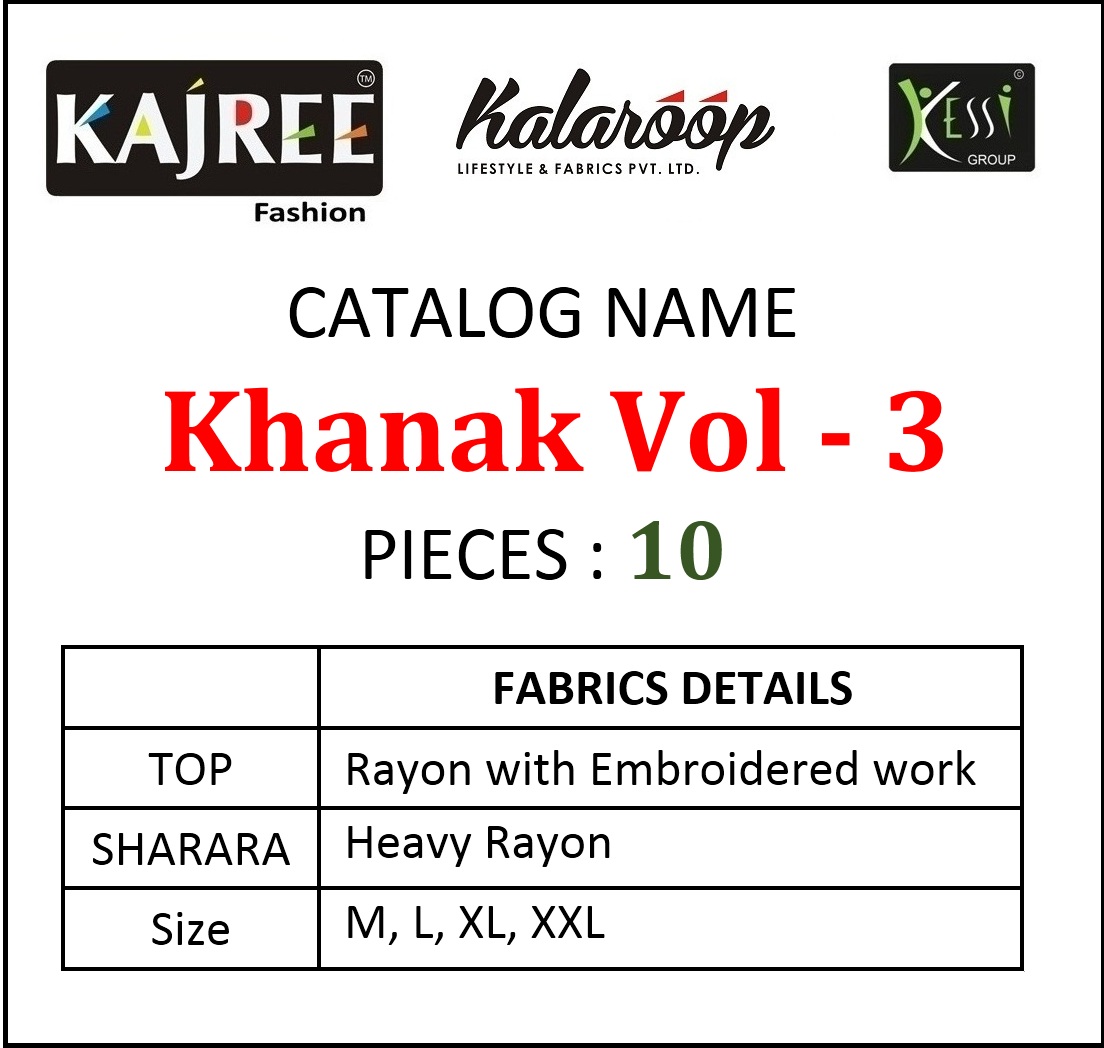 Kalaroop Khanak Vol-3 taking to fantasies Kurties in wholesale prices