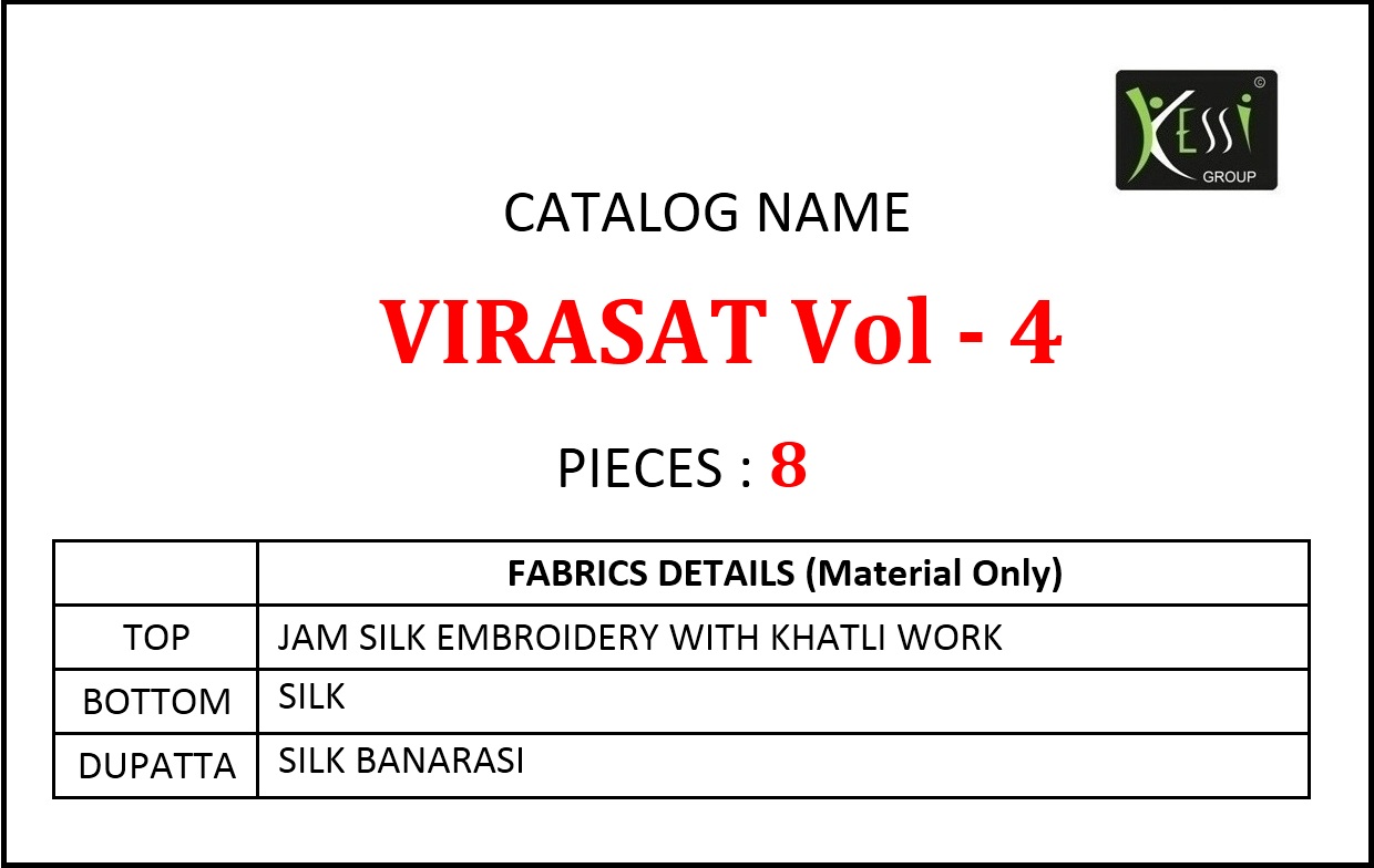 Kessi fabrics Virasat Vol-4 beautifully designed Salwar suits in wholesale prices