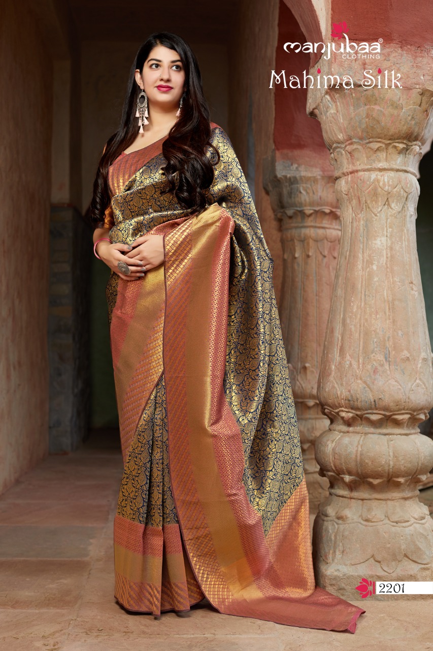 Manjubaa clothing mahima silk charming look sarees in wholesale price