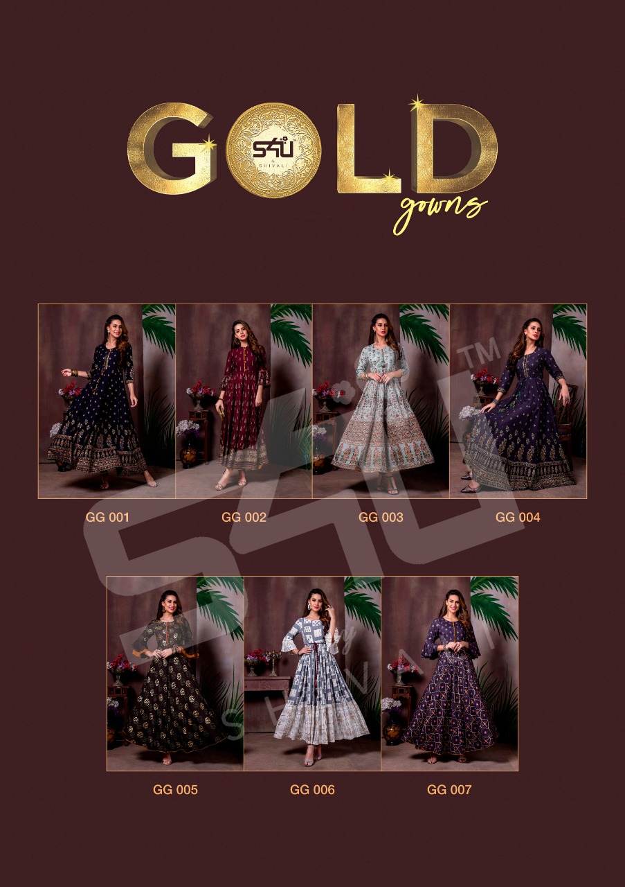 S4U gold gowns elegant look festive collection Gowns