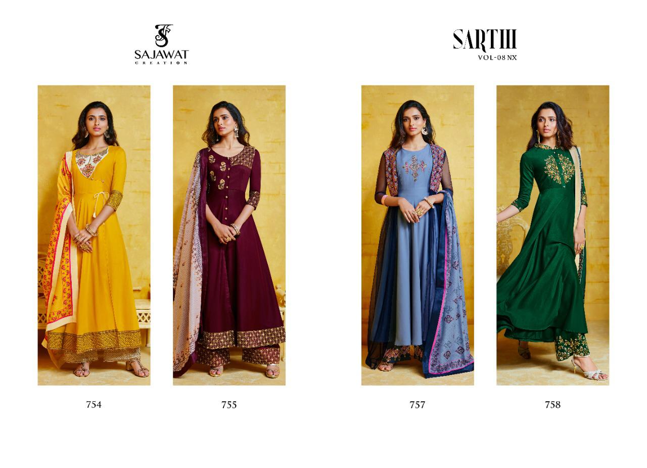 Sajawat creation sarthi Vol-8 Nx beautifully designed Kurties in wholesale prices