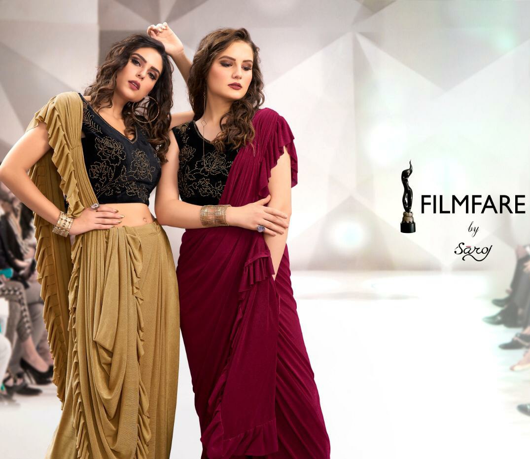 Saroj film fare a step towards glamourous life with Ready made wear sarees in wholesale prices