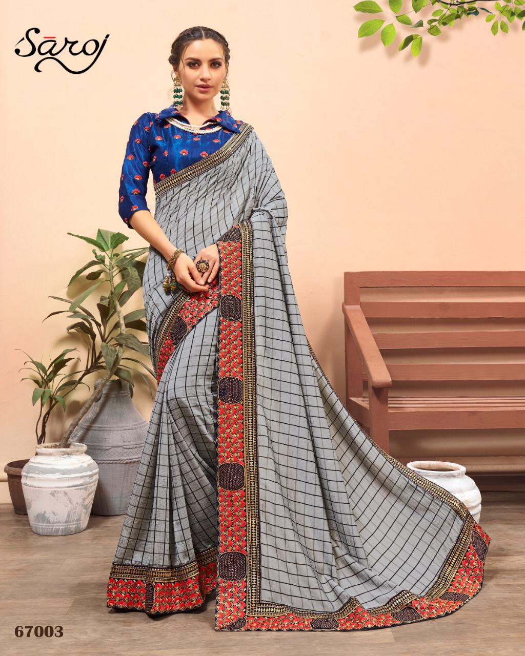 Saroj nakshita beautifully designed border sarees in factory price