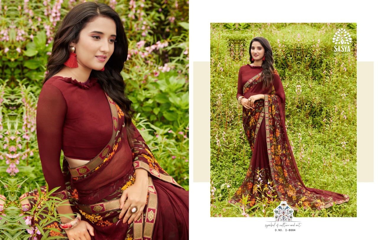 Sasya Designer pallavi beautiful collection of printed border saree