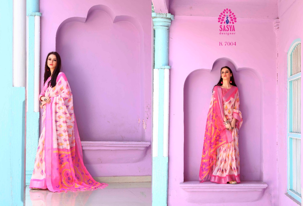 Sasya sumitra amazing look printed sarees with border