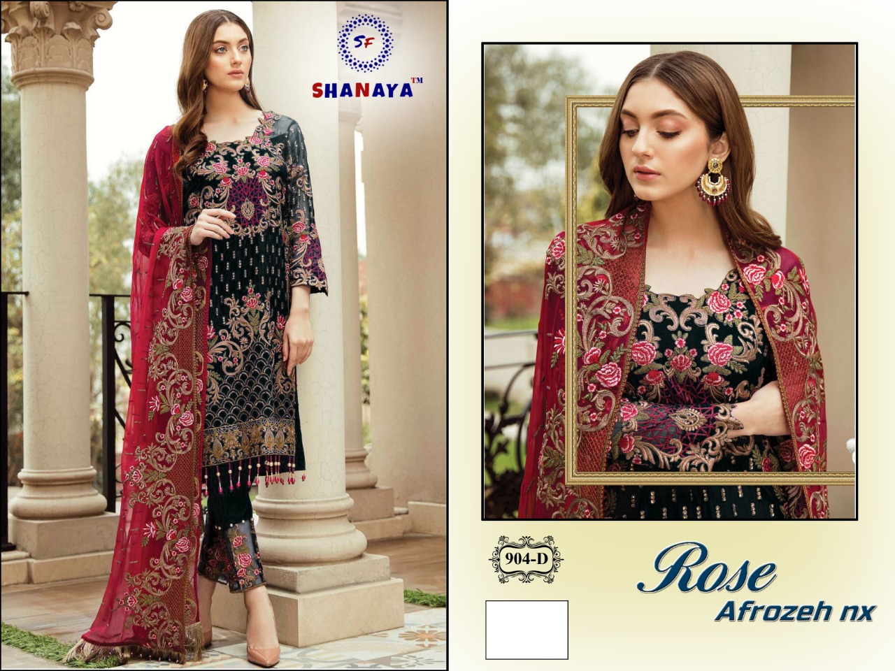 Shanaya Fashion Rose afrozeh Nx classy catchy look Pakistani concept Salwar suits in wholesale prices