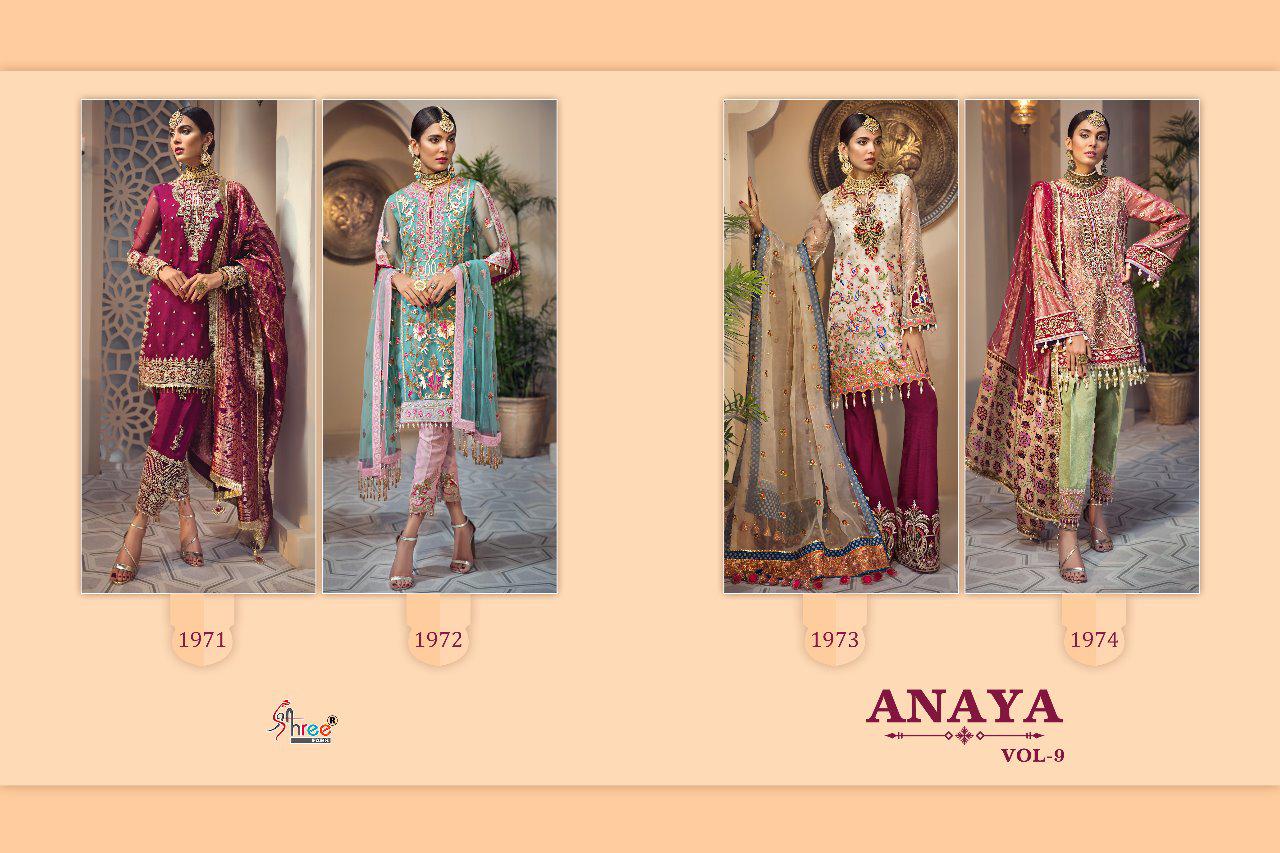 Shree Fabs Anaya vol-9 gorgeous stylish look Embroidered Salwar suits