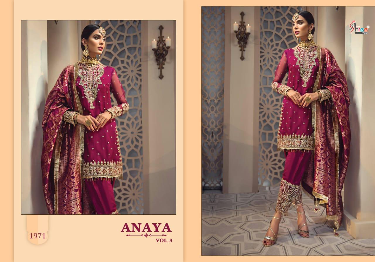 Shree Fabs Anaya vol-9 gorgeous stylish look Embroidered Salwar suits