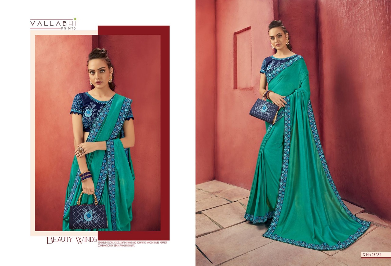 Vallabhi Prints blueberry charming look beautifully designed sarees in factory prices