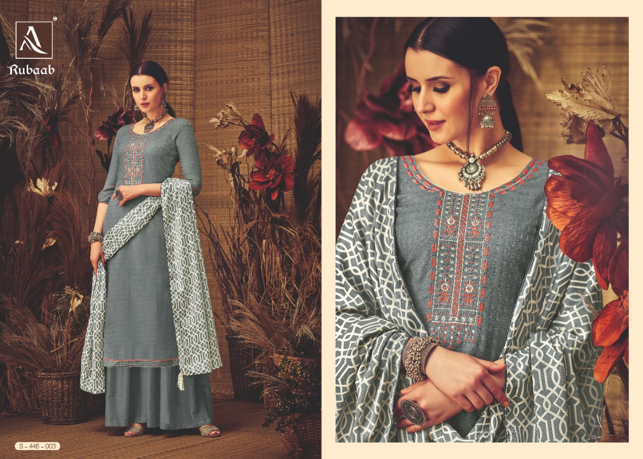 Alok suits rubaab embroidered pashmina dress Material exporter