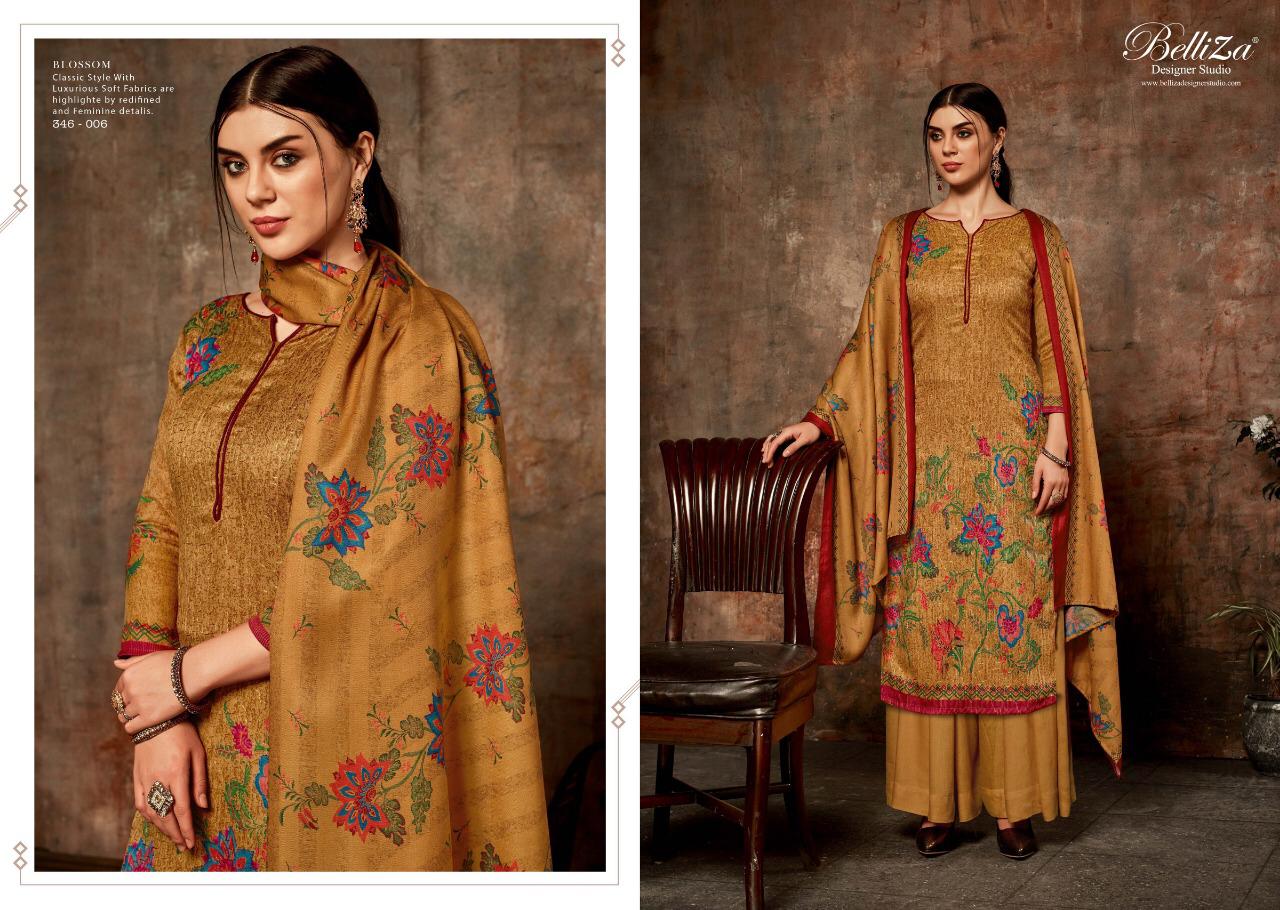 Belliza designer studio blossom winter wear pashmina suits collection