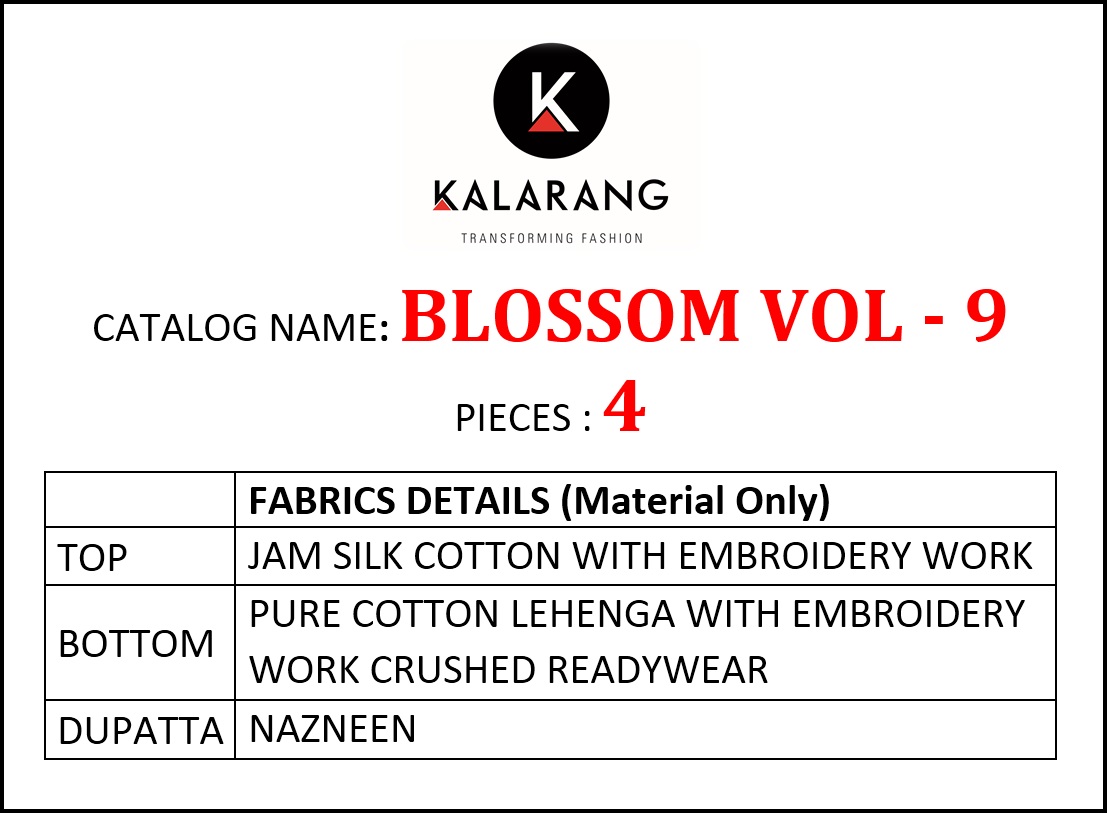 Kalarang blossom vol-9 gorgeous stylish Salwar suits