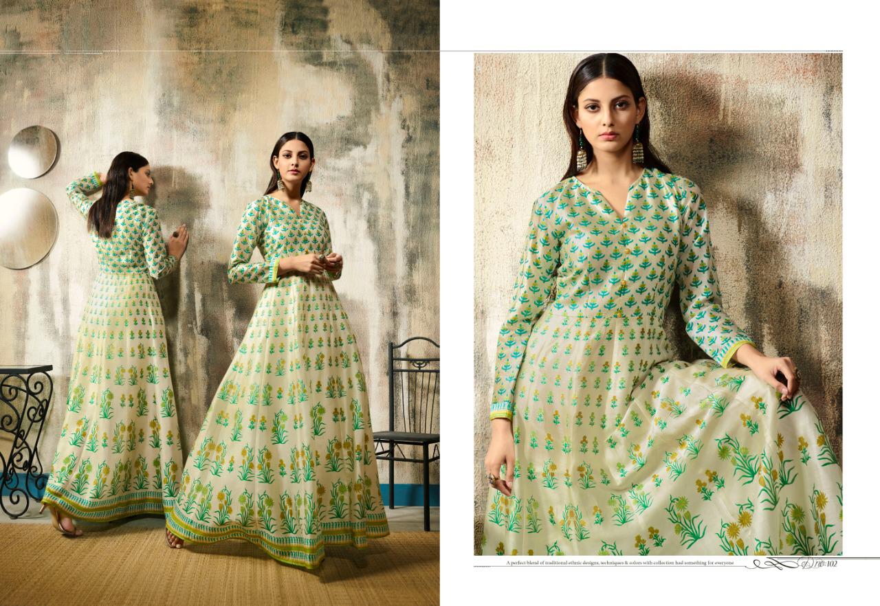 Lt Nitya Risha Pure Chanderi Digital Print Gown Catalog