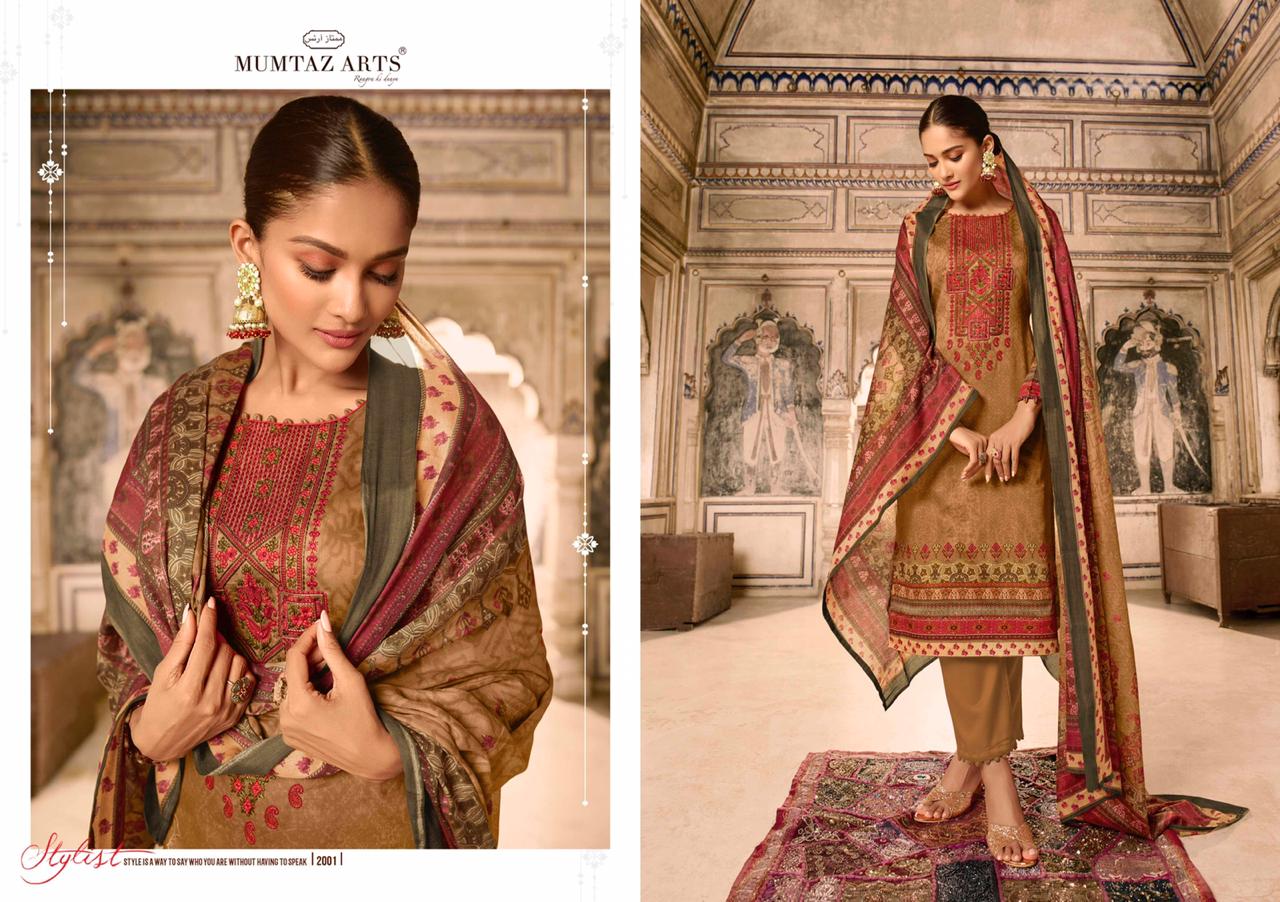 Mumtaz arts cashmere jam satin astonishing look Karachi collection Salwar Suits