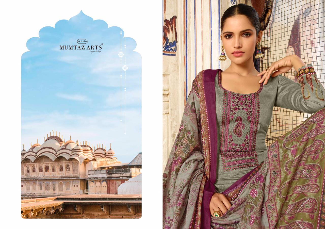 Mumtaz arts cashmere jam satin astonishing look Karachi collection Salwar Suits
