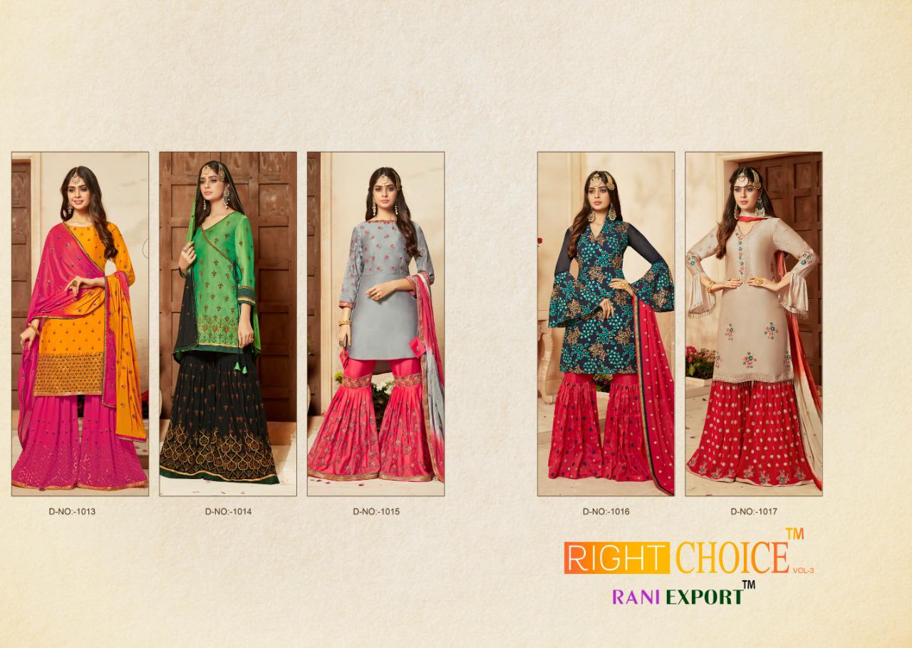 Rani exports right choice vol-3 stunning look beautifully designed Salwar suits