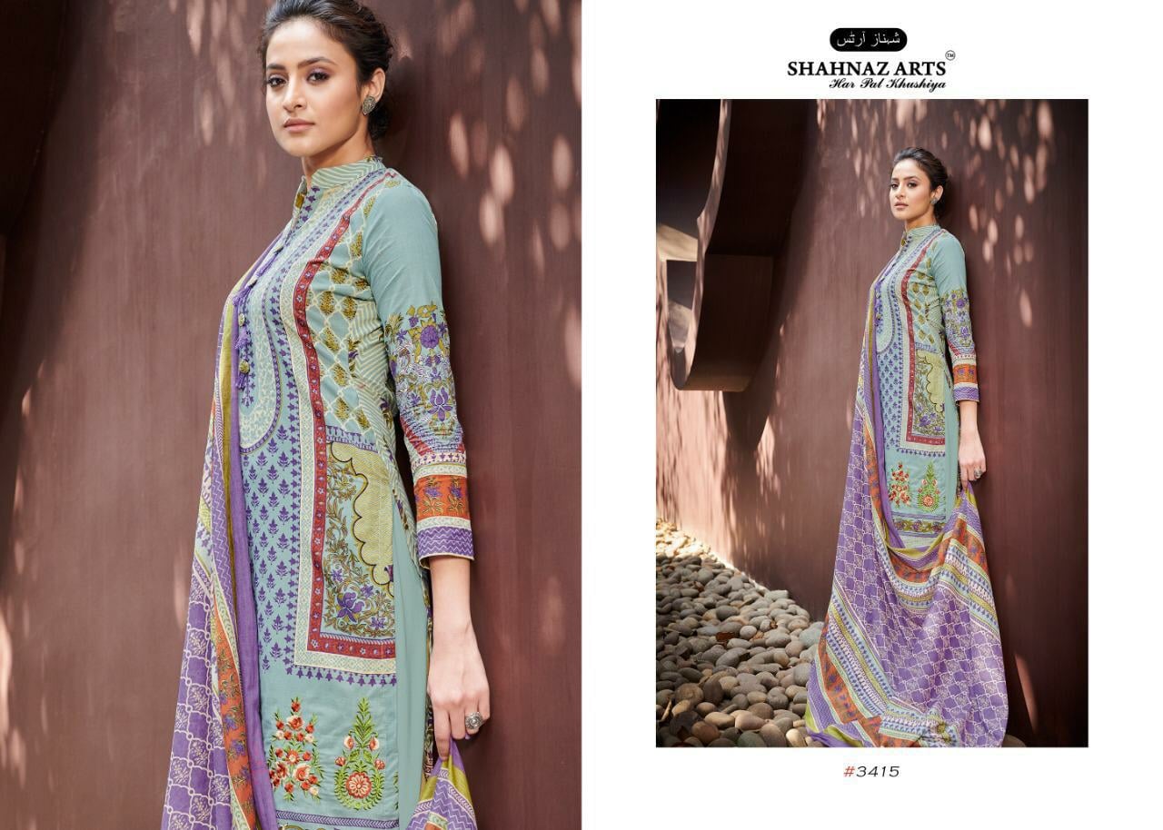 Shahnaz arts falaknuma cotton printed salwar kameez catalog at wholesale rate