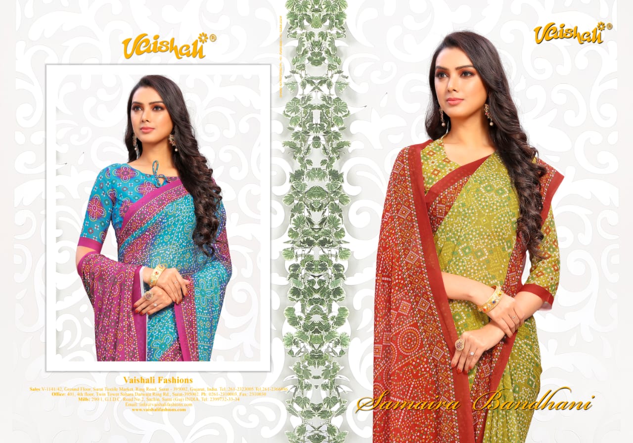 Vaishali fashion samaira bandhani astonishing style beautifully designed sarees