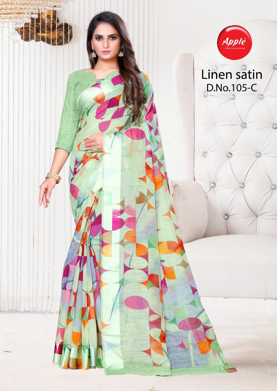 Apple linen satin beautifull Sarees in wholesale prices