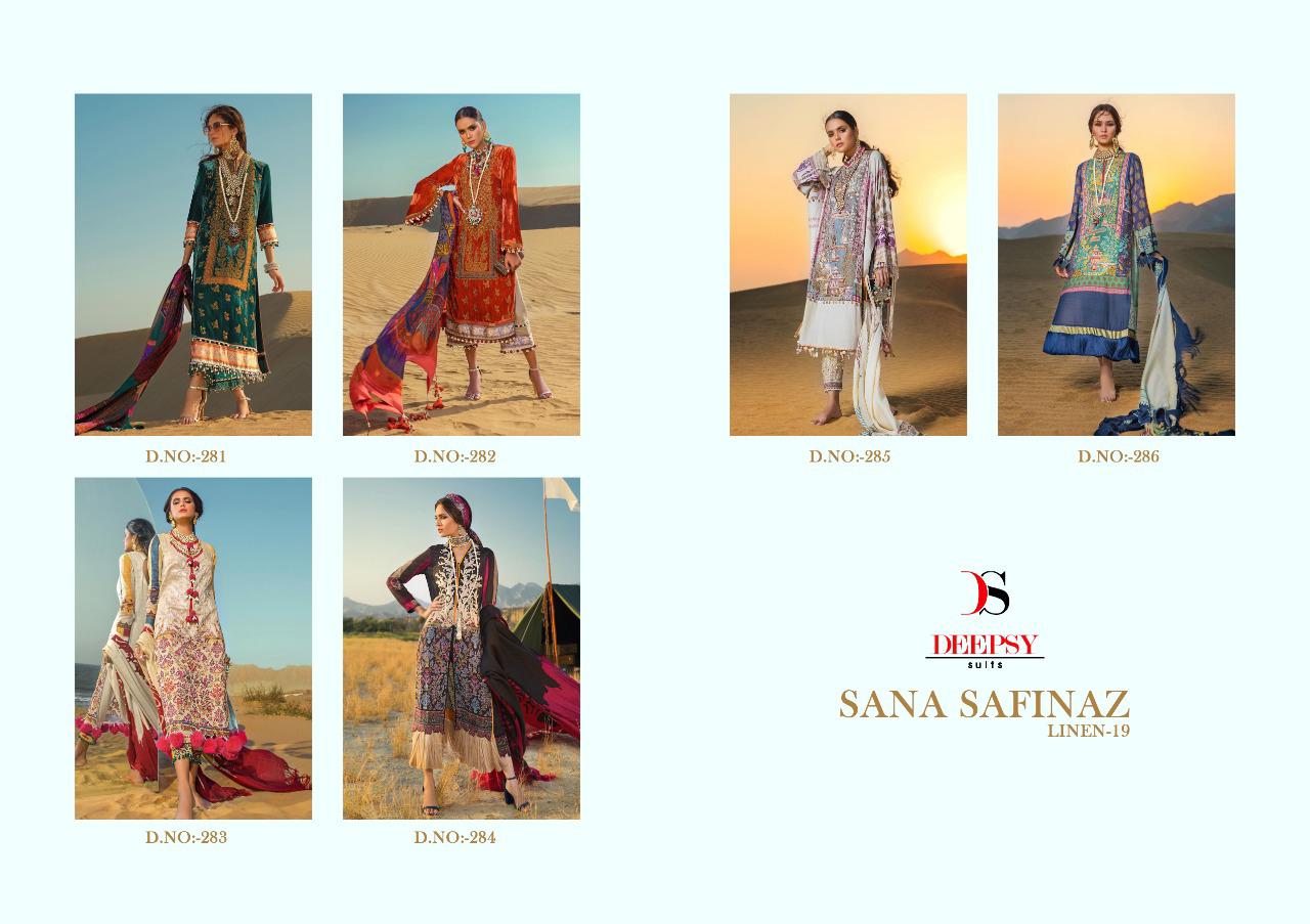 Deepsy suits Sana safinaz linen vol-19 attractive look Salwar suits in factory prices