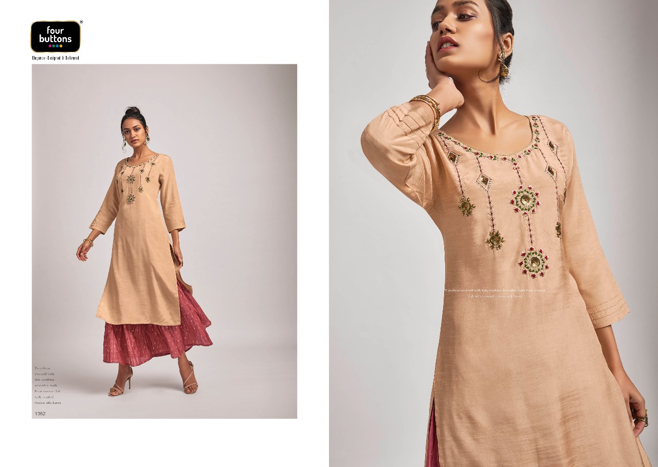 Four buttons raag elegant look beautiful and Stylish look Trendy fits Kurties