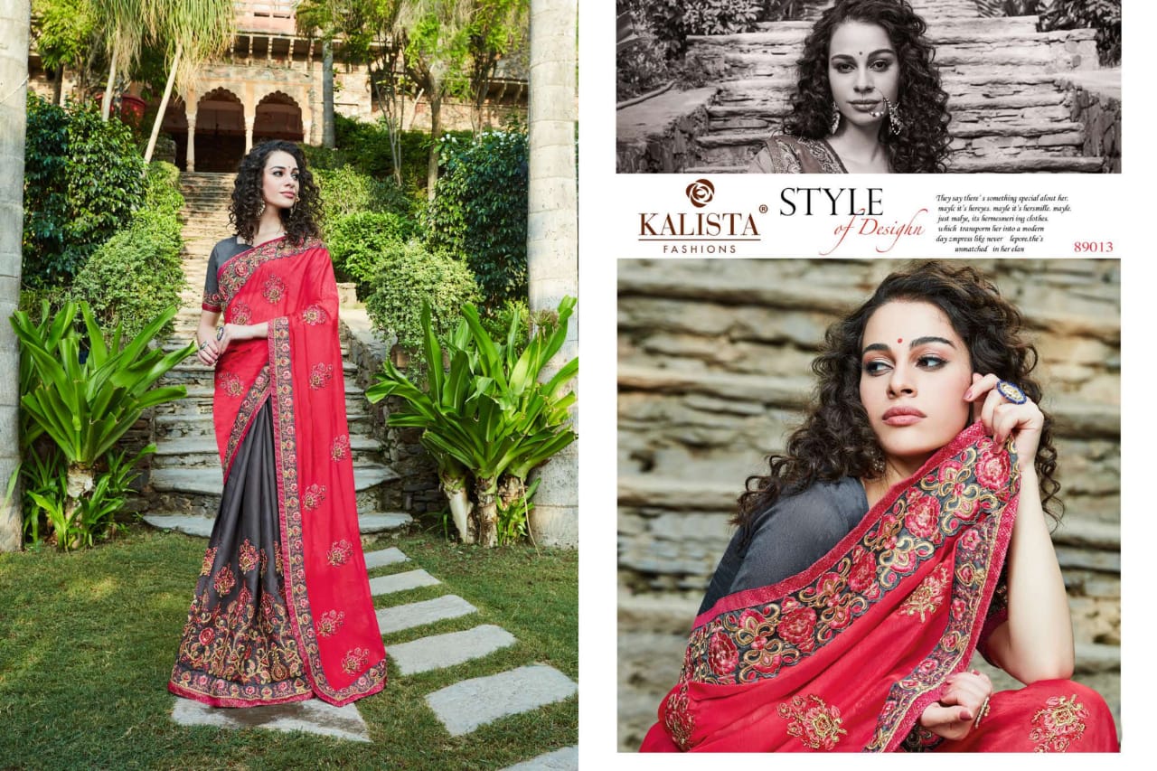 Kalista Fashions platinum astonishing style attractive look beautifully designed Sarees