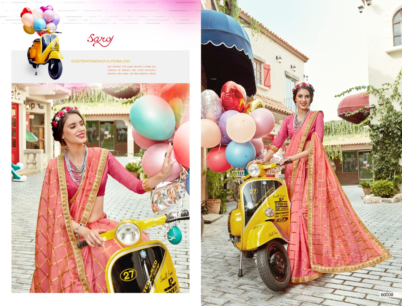Saroj Neerja taking to fantasies colorfull checks designed Sarees