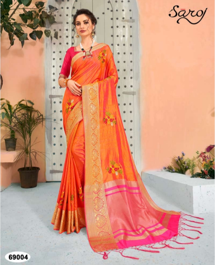 Saroj shamiyana silk astonishing style attractive look sarees