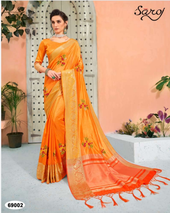 Saroj shamiyana silk astonishing style attractive look sarees