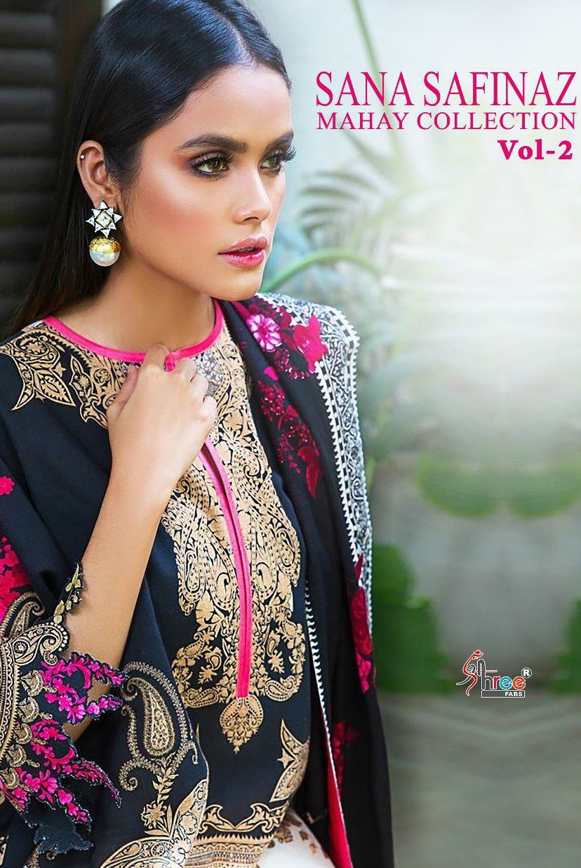Shree Fab Sana safinaz mahay vol-2 astonishing style beautifully designed chiffon Dupatta Salwar suits