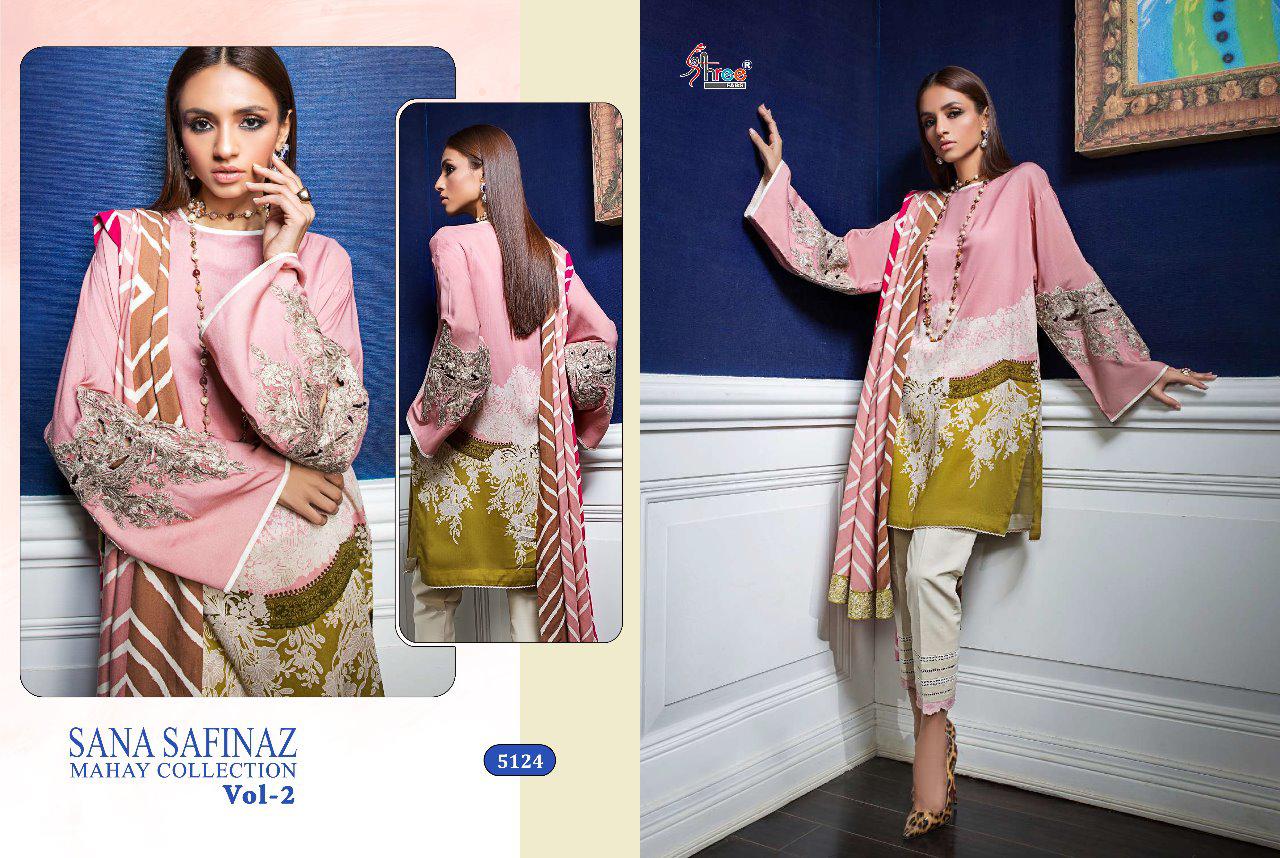 Shree Fab Sana safinaz mahay vol-2 astonishing style beautifully designed chiffon Dupatta Salwar suits
