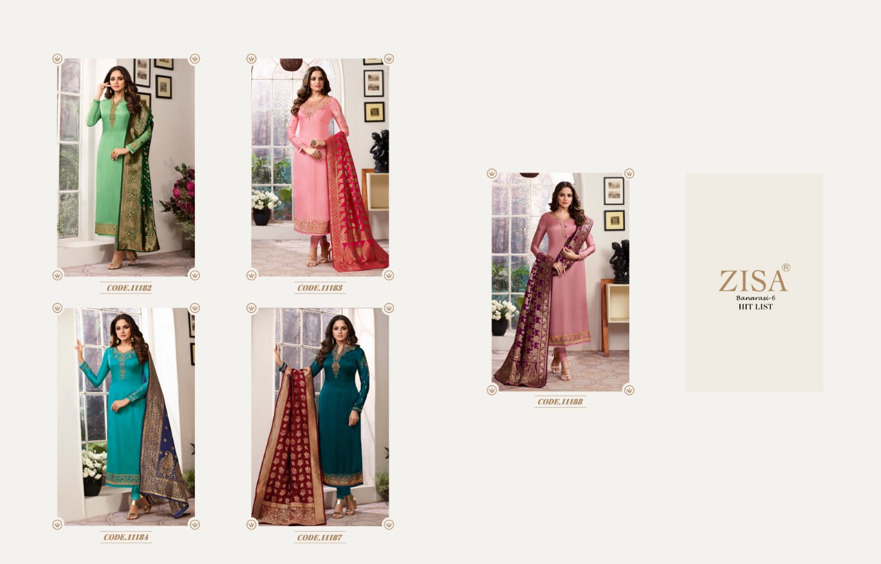 Zisa banarasi vol-6 hit list elagant look Stylish designed Salwar suits
