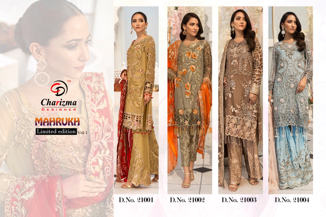 Charizma Designer Mahrukh Astonishing Style beautifully Designed Salwar suits