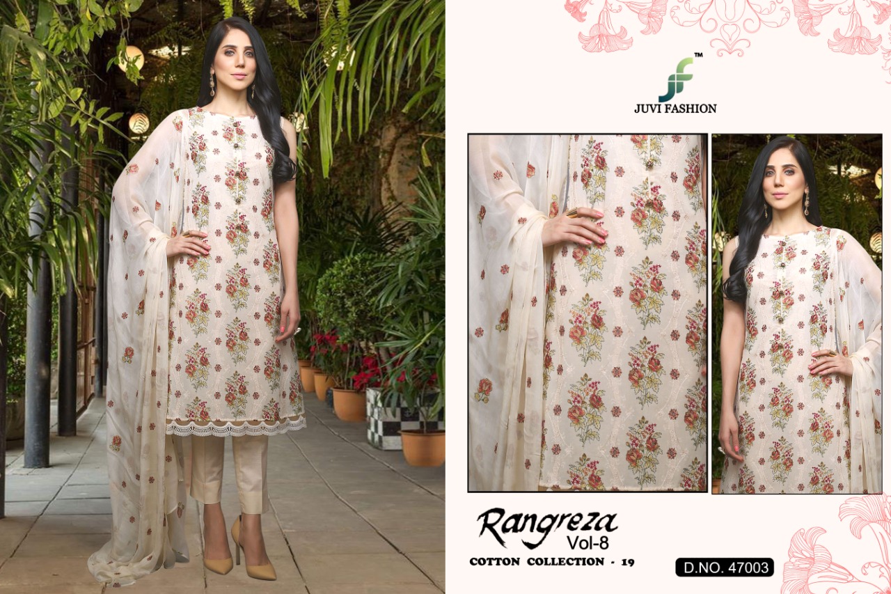 Juvi fashion rangreza vol 8 Cotton collection 19 gorgeous stunning look beautifully designed Salwar suits