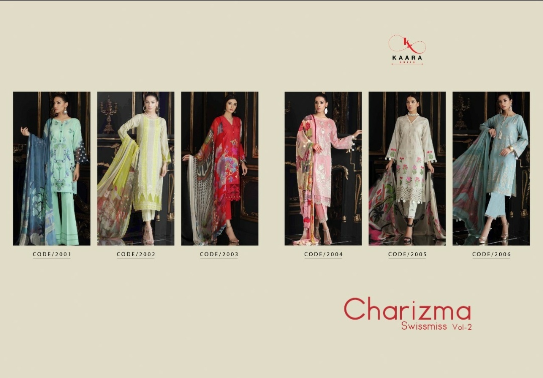 Kaara charizma Swiss Miss vol 2 Innovative style attractive look Beautifully Designed Pakistani concept Salwar suits