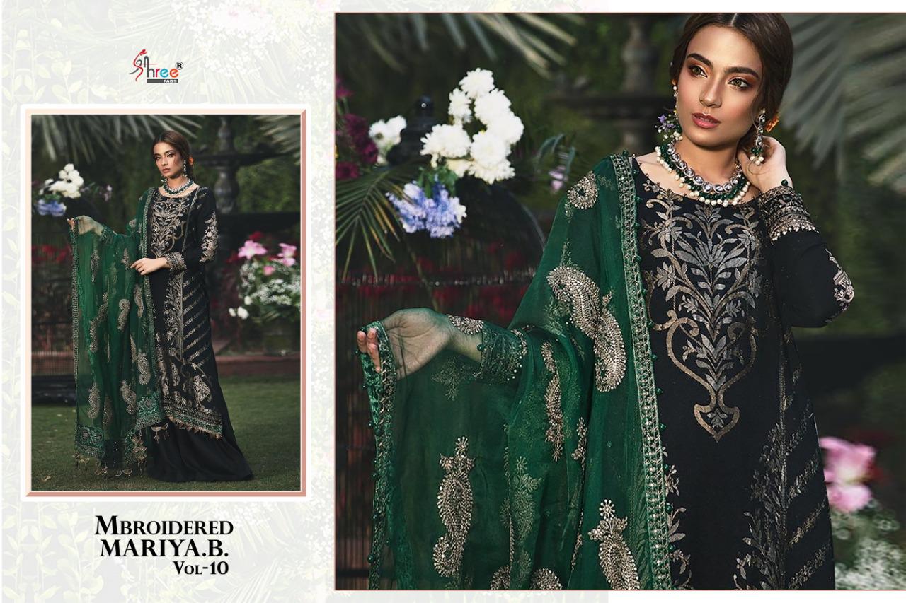 Shree Fab Mbroidered Maria B vol 10 gorgeous stunning look beautifully designed Salwar suits