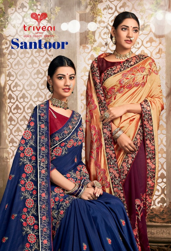 Triveni santoor innovative style beautifully designed Sarees