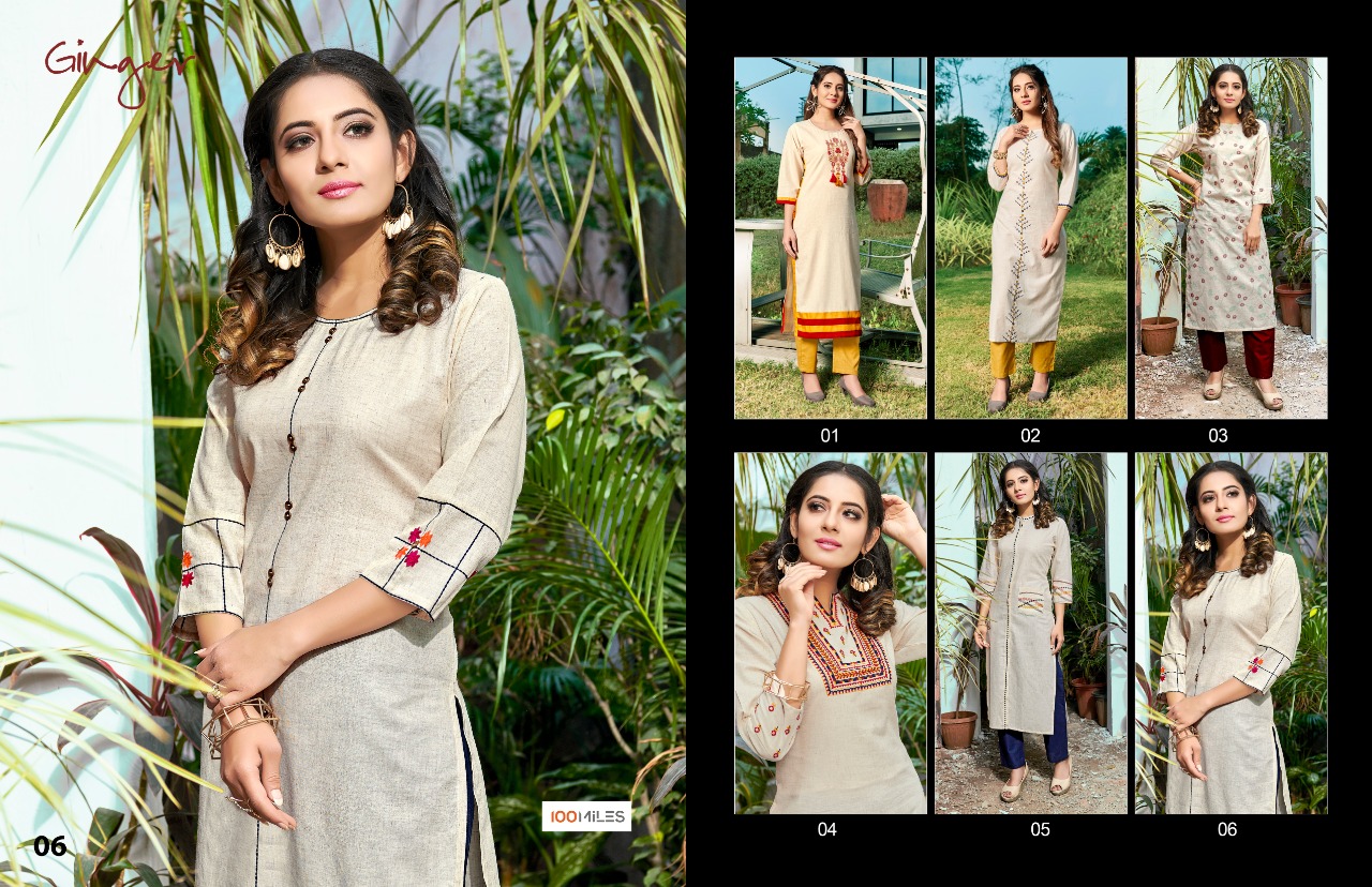 100 miles ginger a modern and Stylish classy catchy look cotton flex Embroided Kurties