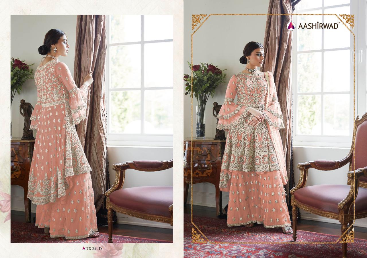 Aashirwad creation premium Sharara gold traditional and gorgeous stunning look Salwar suits