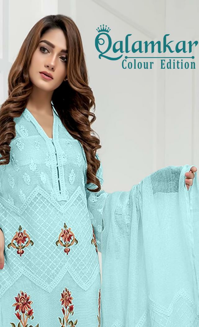 Agree Fab qalamkar cotton fabric Embroidered diamond work Salwar suits