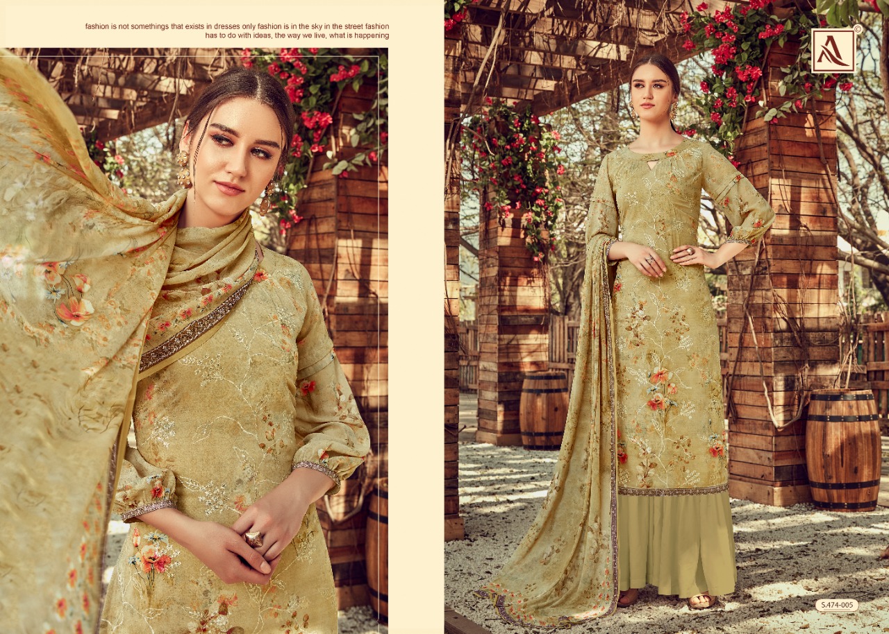 Alok Suit dhvani Astonishing Style Georgette fabric digital print with fancy Embroidered Salwar suits